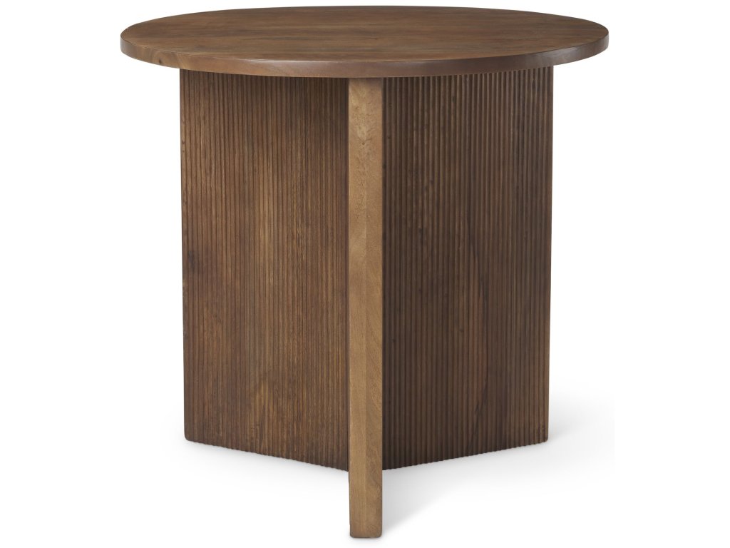 32" Round Tabletop w/ Fluted Wood Base Foyer Accent Table