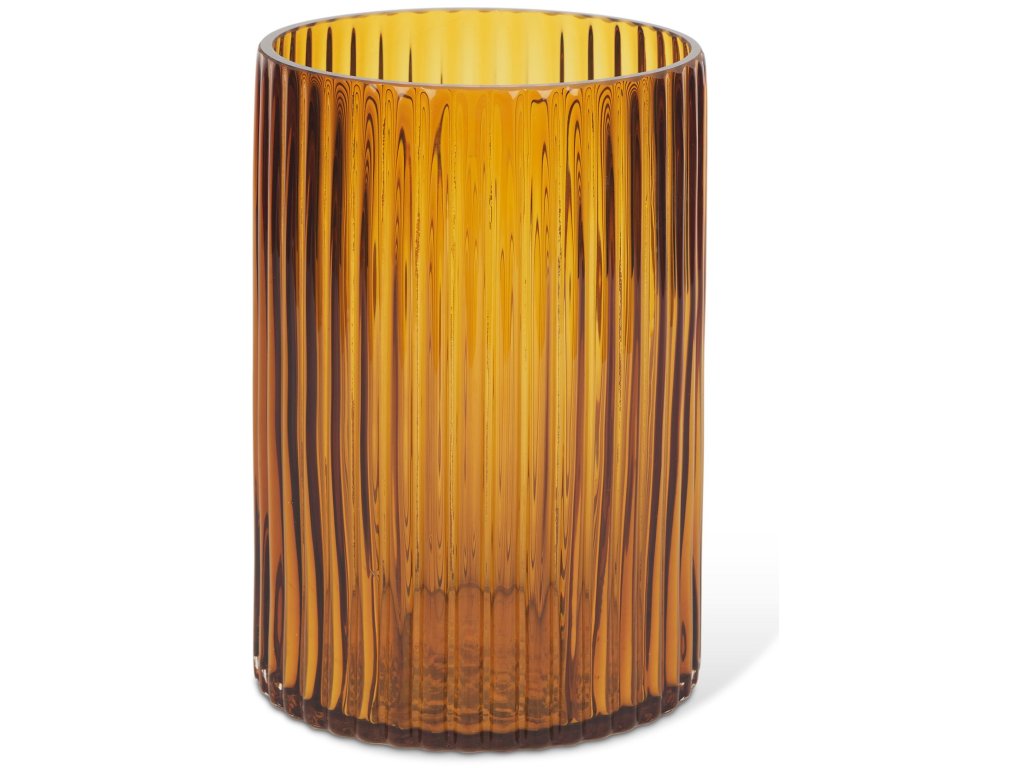 Short Amber Glass Vase