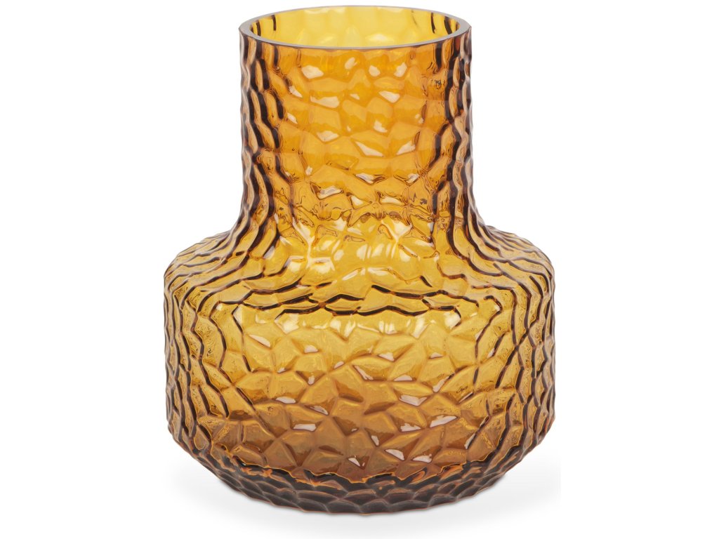 Short Amber Glass Vase