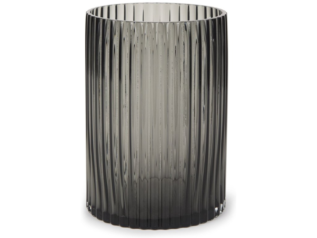Short Smokey Black Glass Vase