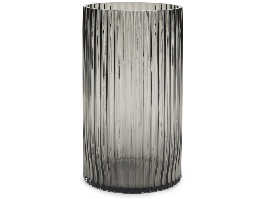Tall Smokey Black Glass Vase