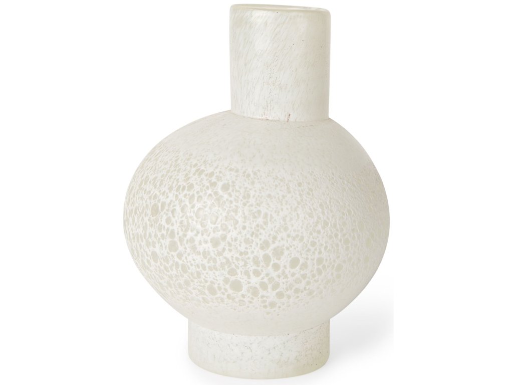 Short White Glass Vase