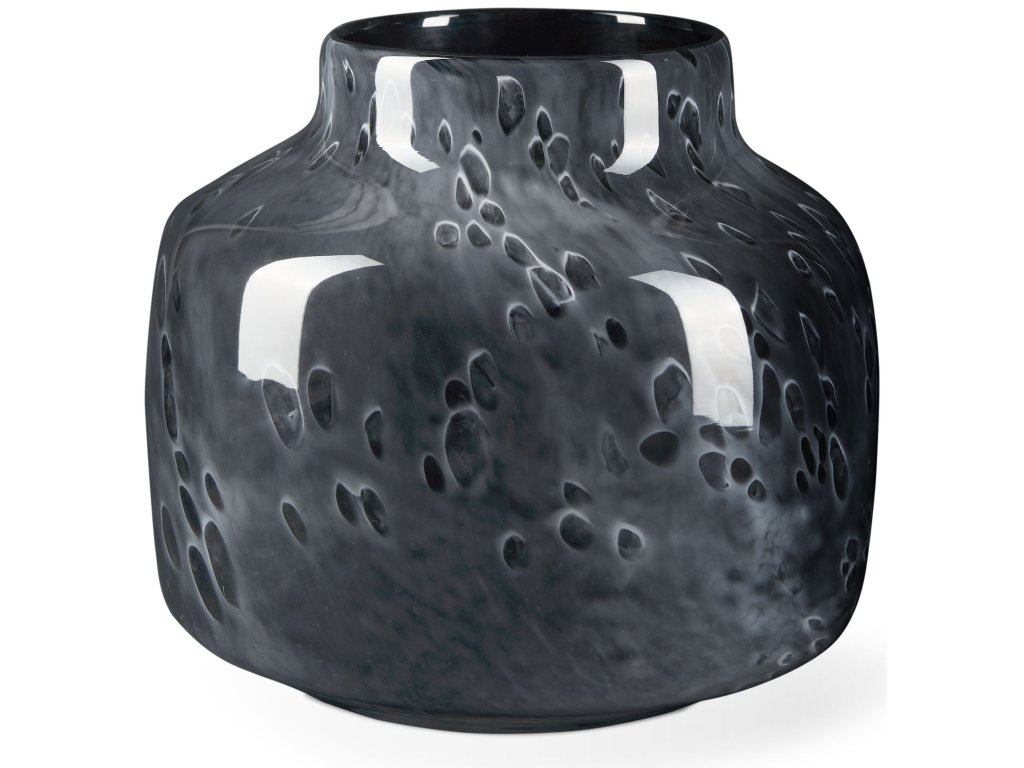 Small Black Mottled Glass Vase