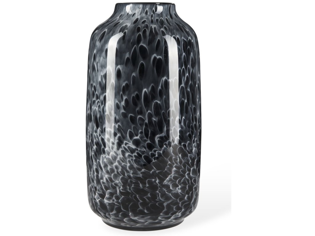 Large Black Mottled Glass Vase