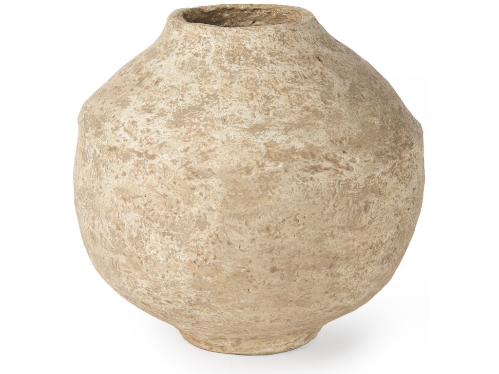 Large Beige Paper Mache Pot Vase