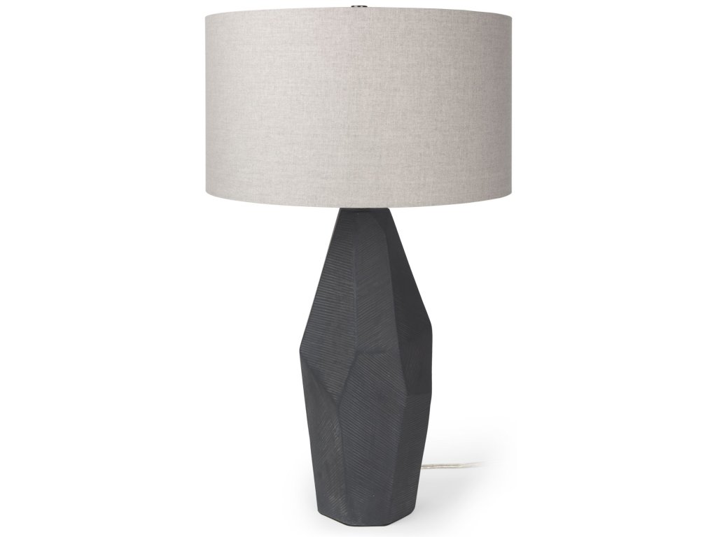 Black w/ Gray Wash Textured Ceramic Table Lamp