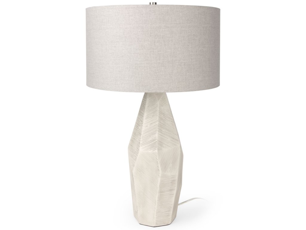 White w/Antiqued Wash Textured Ceramic Table Lamp