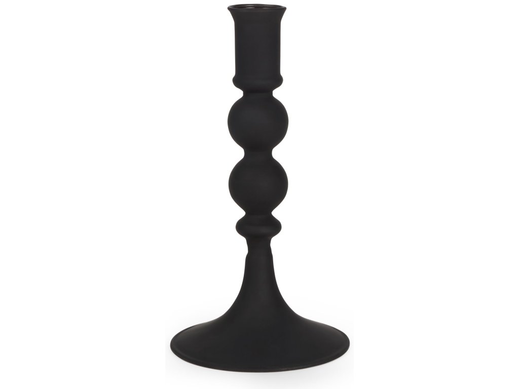 Small Matte Black Blown Glass Candlestick