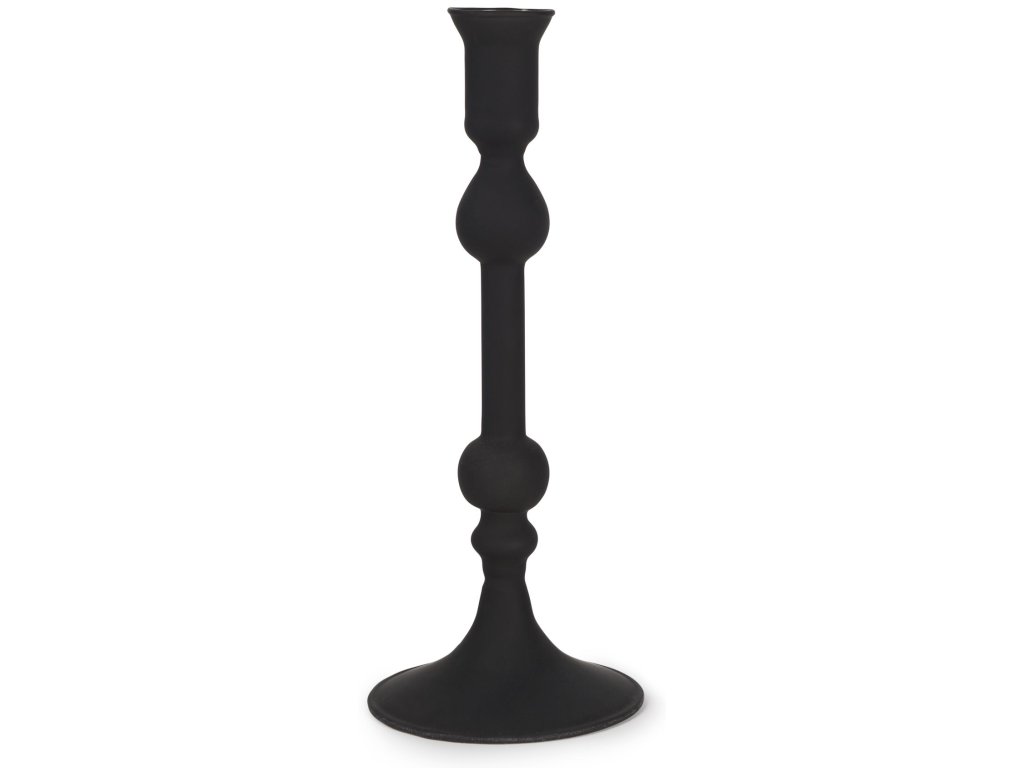 Medium Matte Black Blown Glass Candlestick
