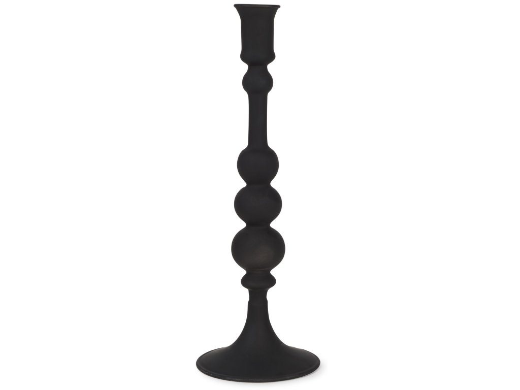 Large Matte Black Blown Glass Candlestick