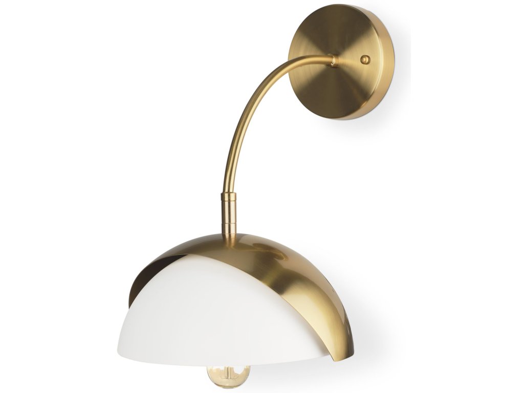 Brushed Brass w/ White Metal Shade 1-Light Wall Sconce