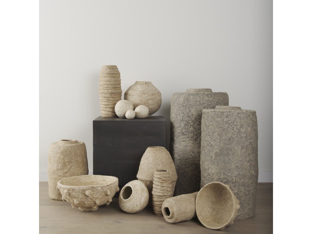 Large Beige Paper Mache Vase