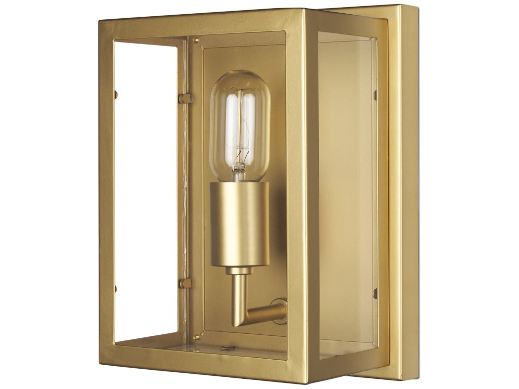 Brushed Gold Metal w/ Glass 1-Light Wall Sconce