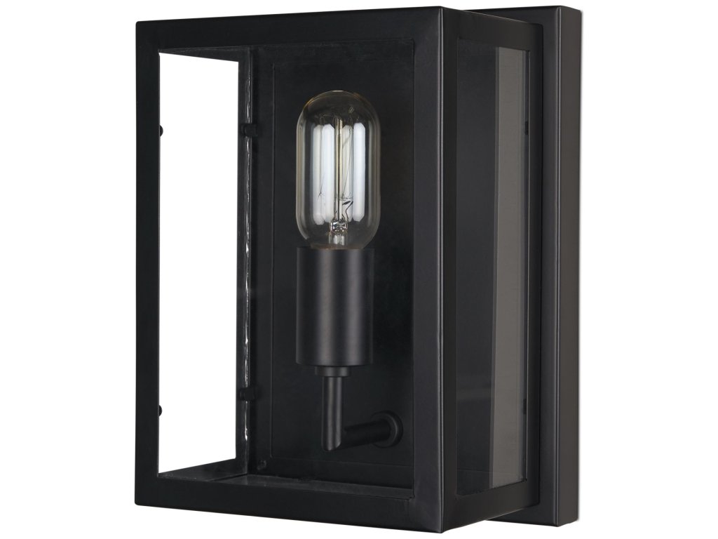Matte Black Metal w/ Glass 1-Light Wall Sconce