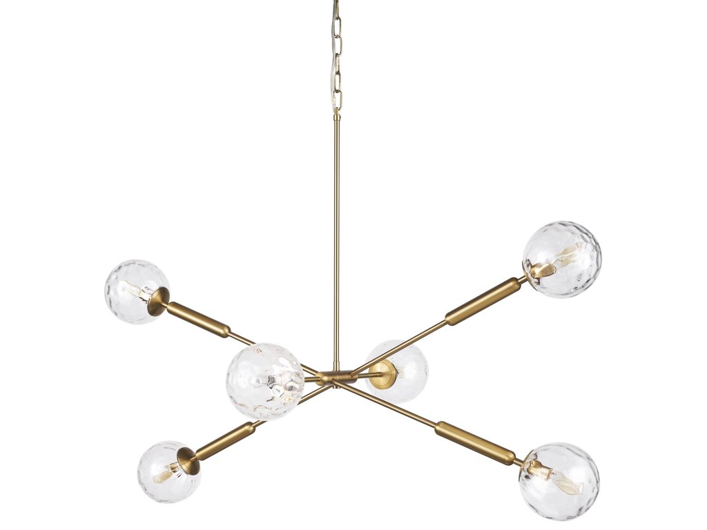 Gold Metal w/ Clear Glass Globes 6-Light Chandelier
