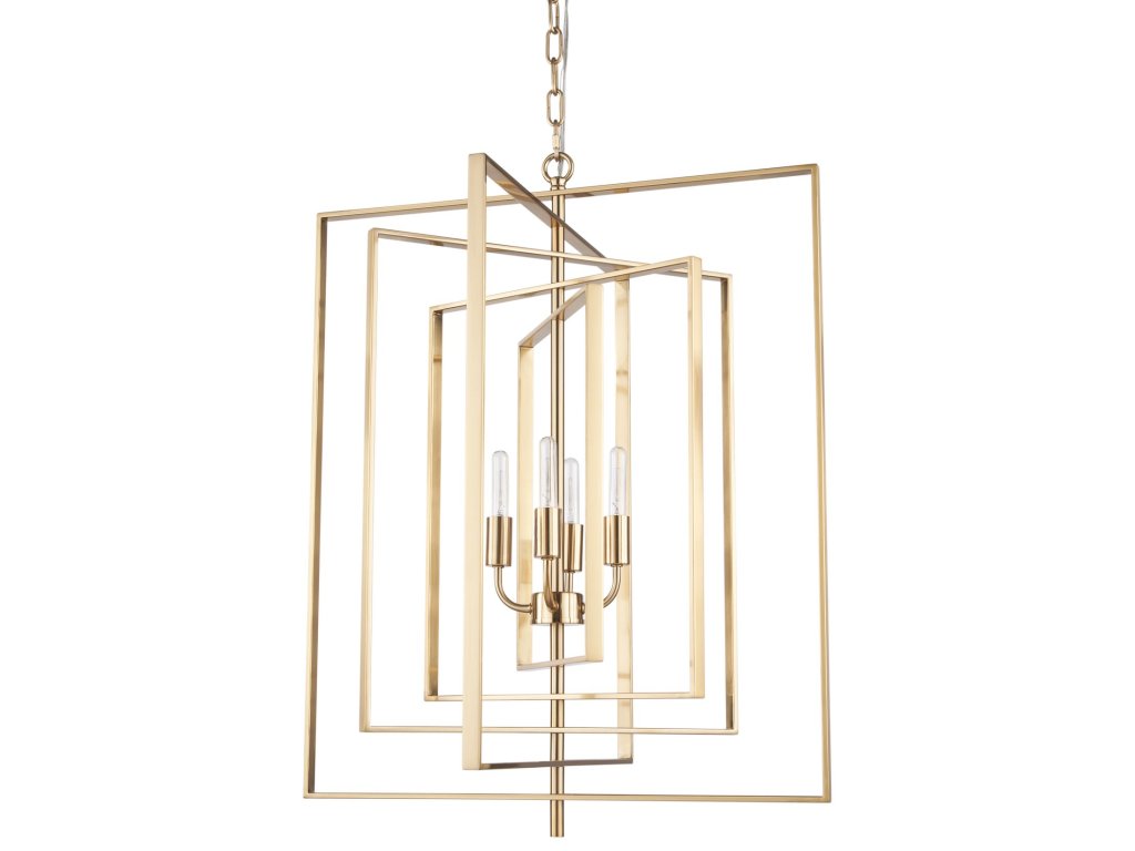 Antiqued Gold Metal 4-Light Chandelier