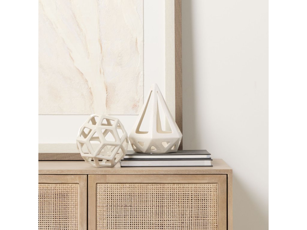 7.1L x 7.1W x 7.1H White Ceramic Geometric Object