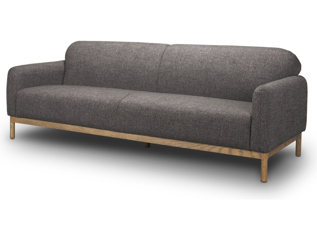 Sofa w/ Medium Brown Wood and Gray Fabric