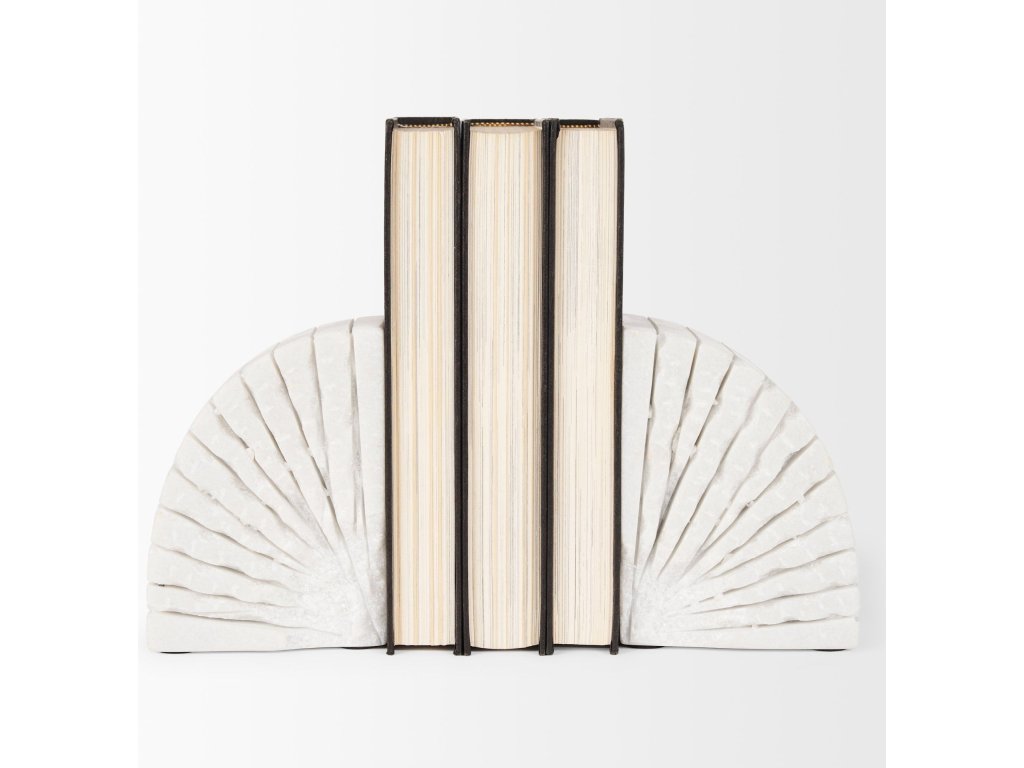 White Marble Bookends w/Rough Carving (Set of 2) - Alternative View