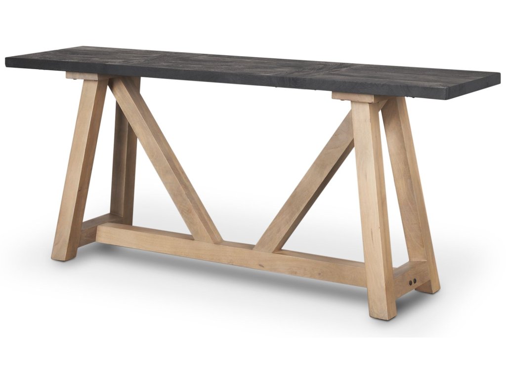 Two-Toned Black and Brown Wood Angular Leg Console Table