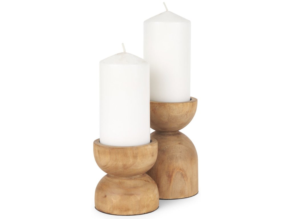 Wooden Candle Holder (Set of 2)
