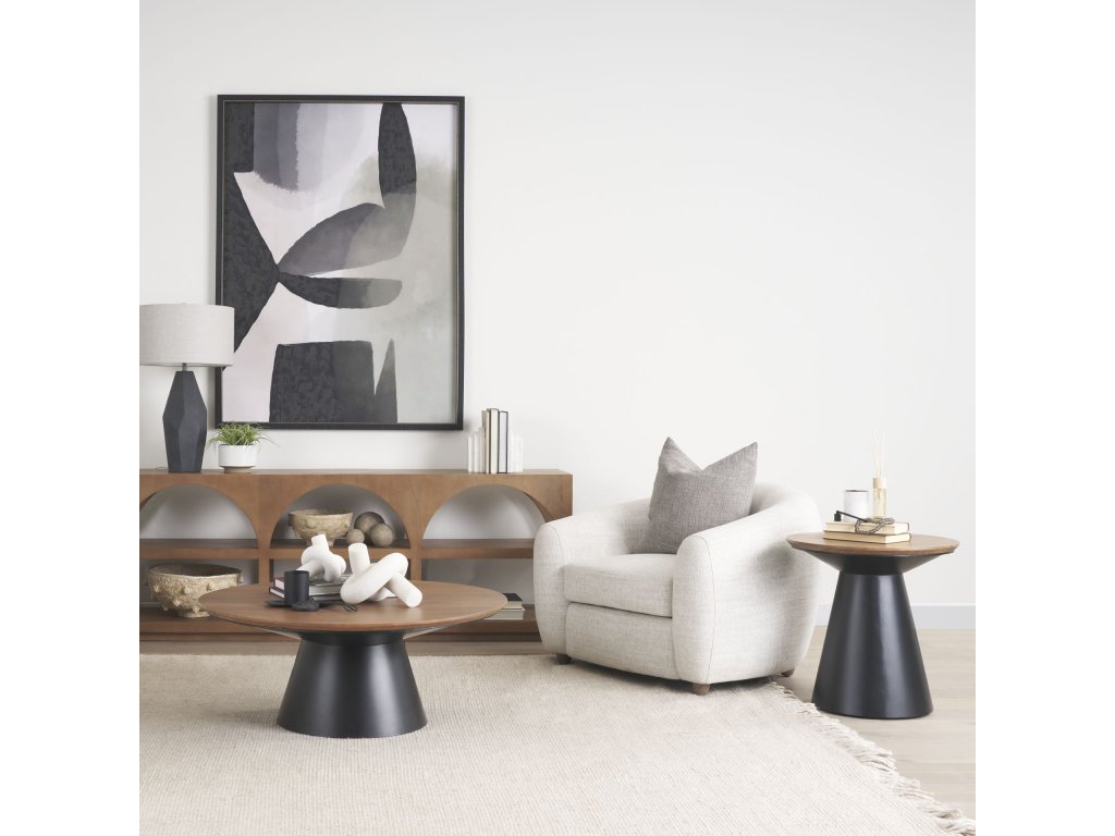 22.0L x 22.0W x 23.0H Black Metal Pedetal Base With Brown Wood Top Side Table