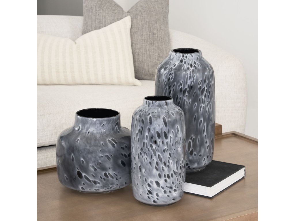 Small Black Mottled Glass Vase