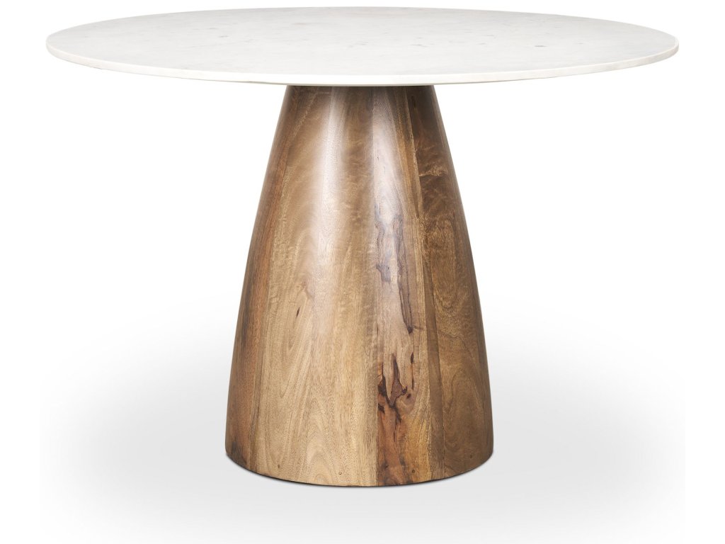42" Medium Brown w/ White Marble Top Dining Table