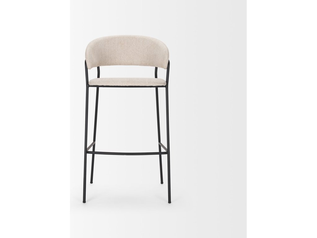 Bar Stool w/ Oatmeal Fabric & Matte Black Metal