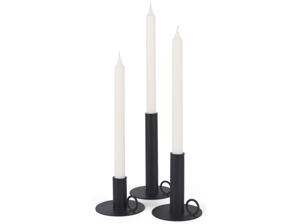Matte Black Metal Candle Holders (Set of 3)