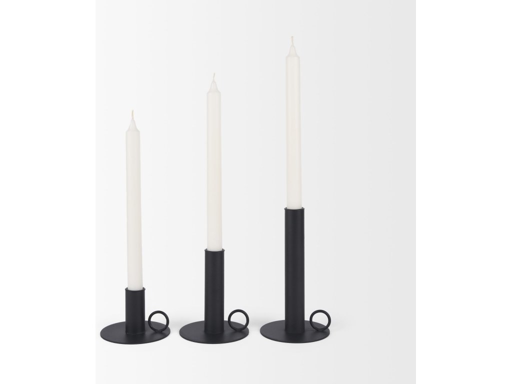 Matte Black Metal Candle Holders (Set of 3)