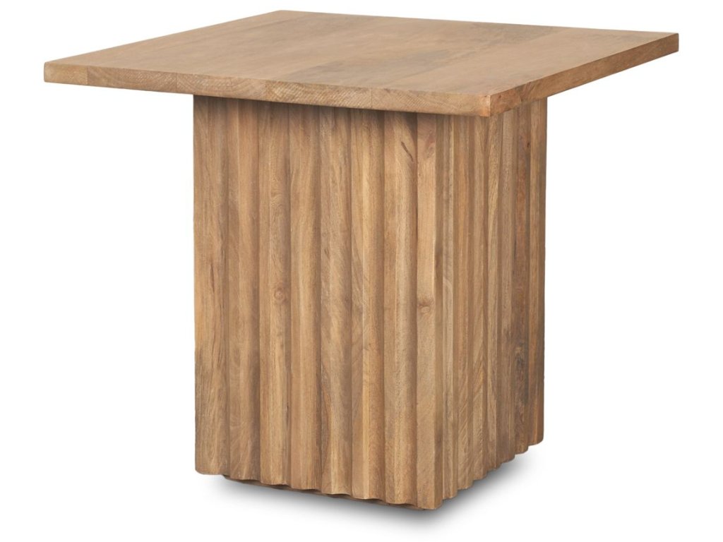 Light Brown Wood w/ Fluting Square Side Table