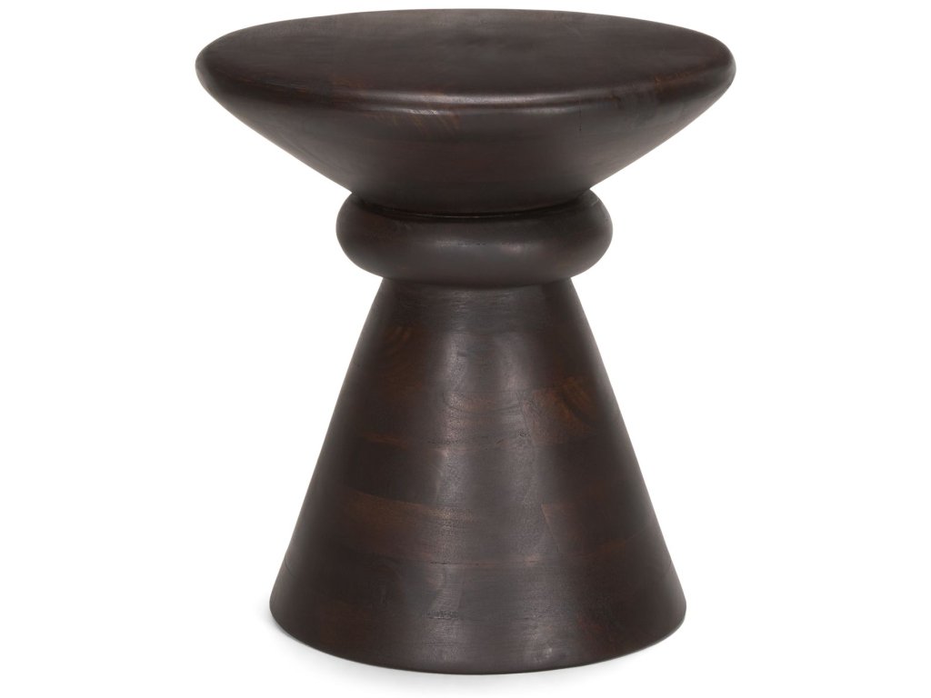 Dark Brown Wood Pedestal Accent Table