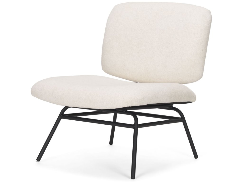Cream Fabric w/ Matte Black Metal Legs Accent Chair
