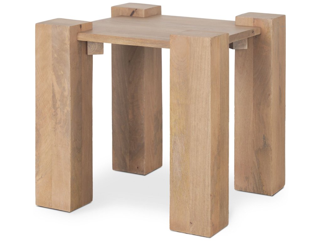 Light Brown Wood Square Accent Table