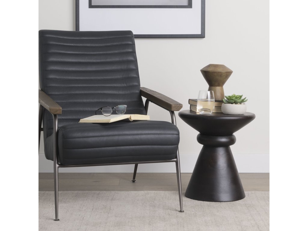Dark Brown Wood Pedestal Accent Table