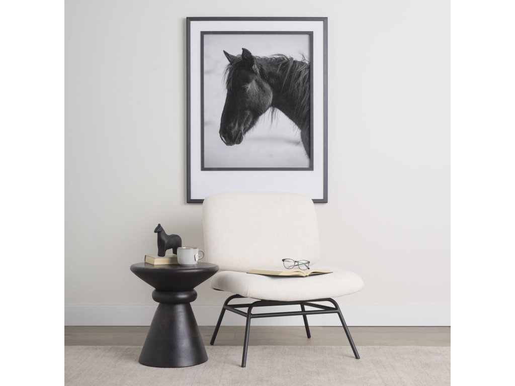 Cream Fabric w/ Matte Black Metal Legs Accent Chair