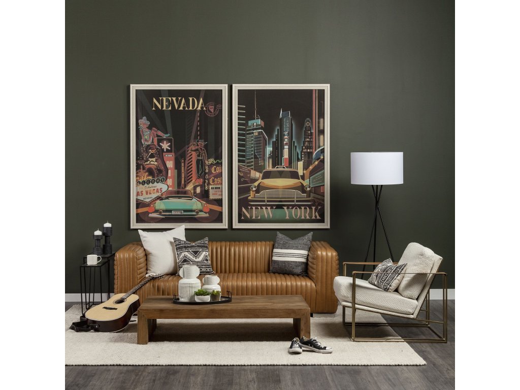 Cognac Leather Three Seater Sofa 82.5L x 38.5W x 26.5H