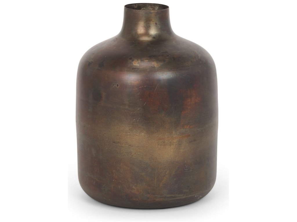 Medium Antiqued Gold Metal Vase