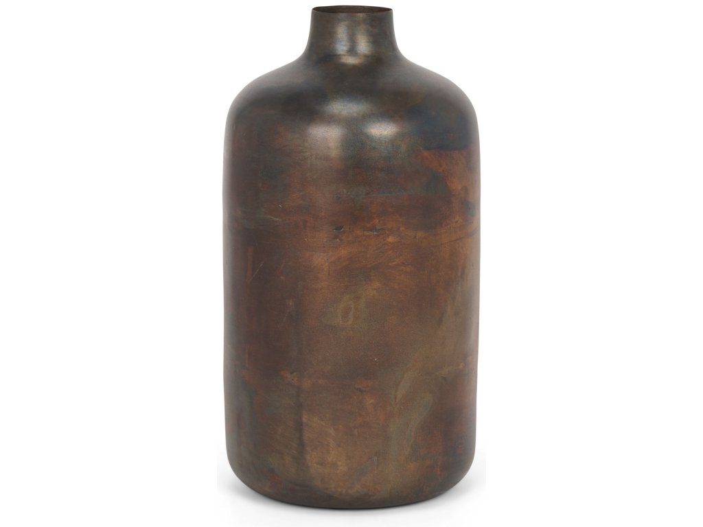 Tall Antiqued Gold Metal Vase