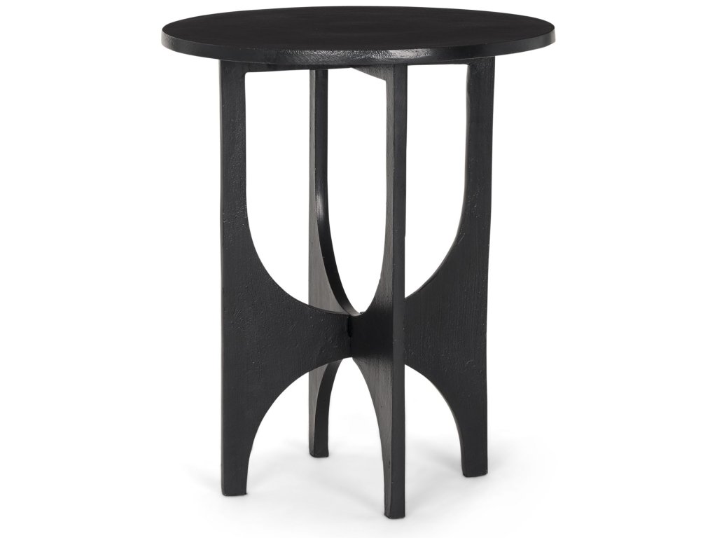 Textured Matte Black Round Metal Accent Table