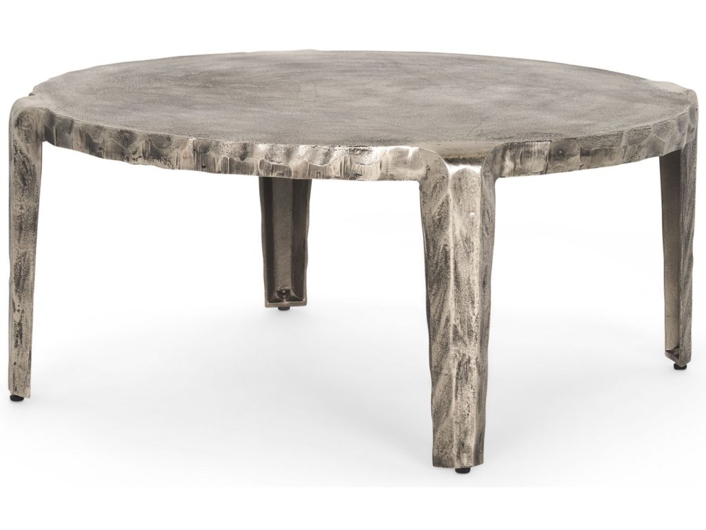 Silver Nickel Cast Aluminum Metal Coffee Table