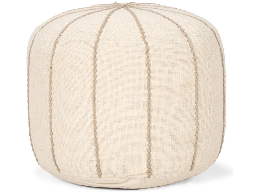 Beige w/ Stitching Pouf
