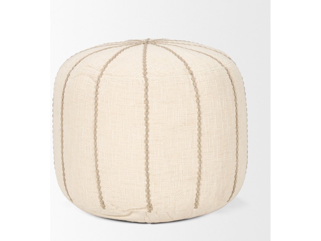 Beige w/ Stitching Pouf