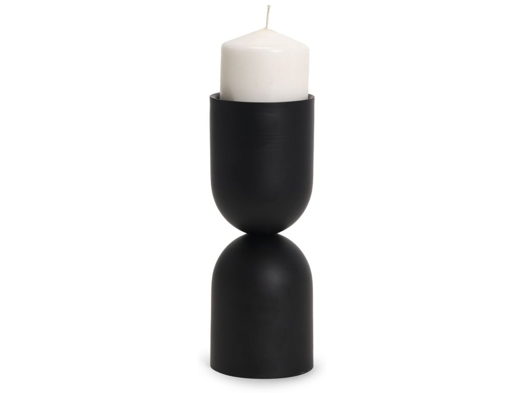 Short Black Metal Pillar Candle Holder