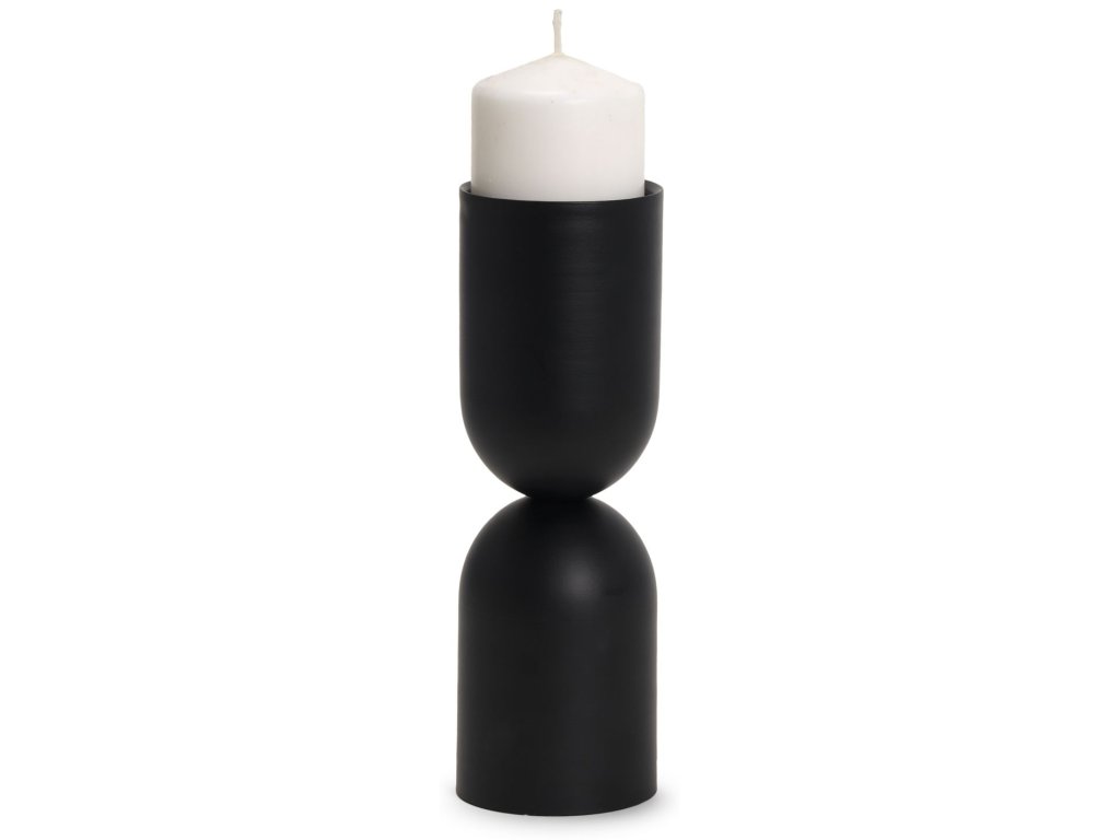 Medium Black Metal Pillar Candle Holder