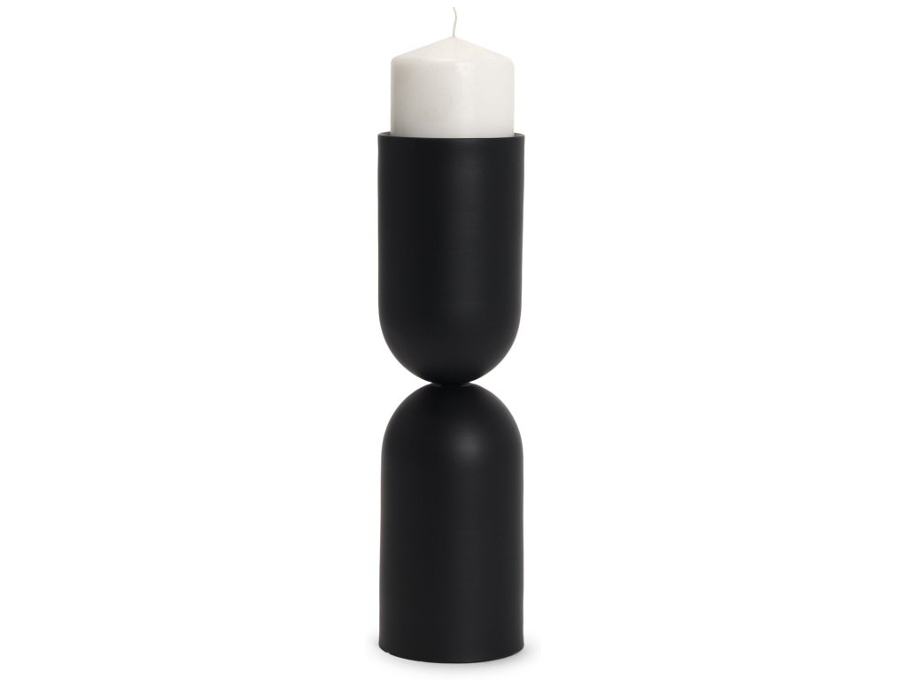Tall Black Metal Pillar Candle Holder