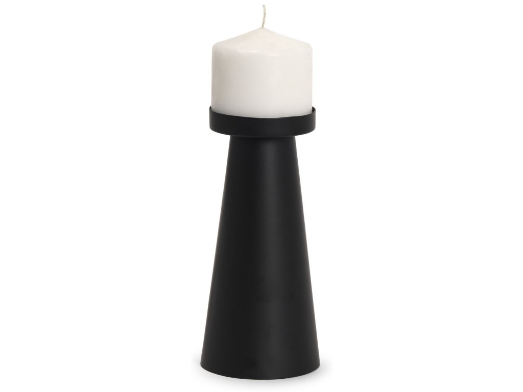 Medium Matte Black Metal Candle Holder