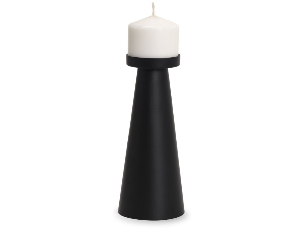 Tall Matte Black Metal Candle Holder