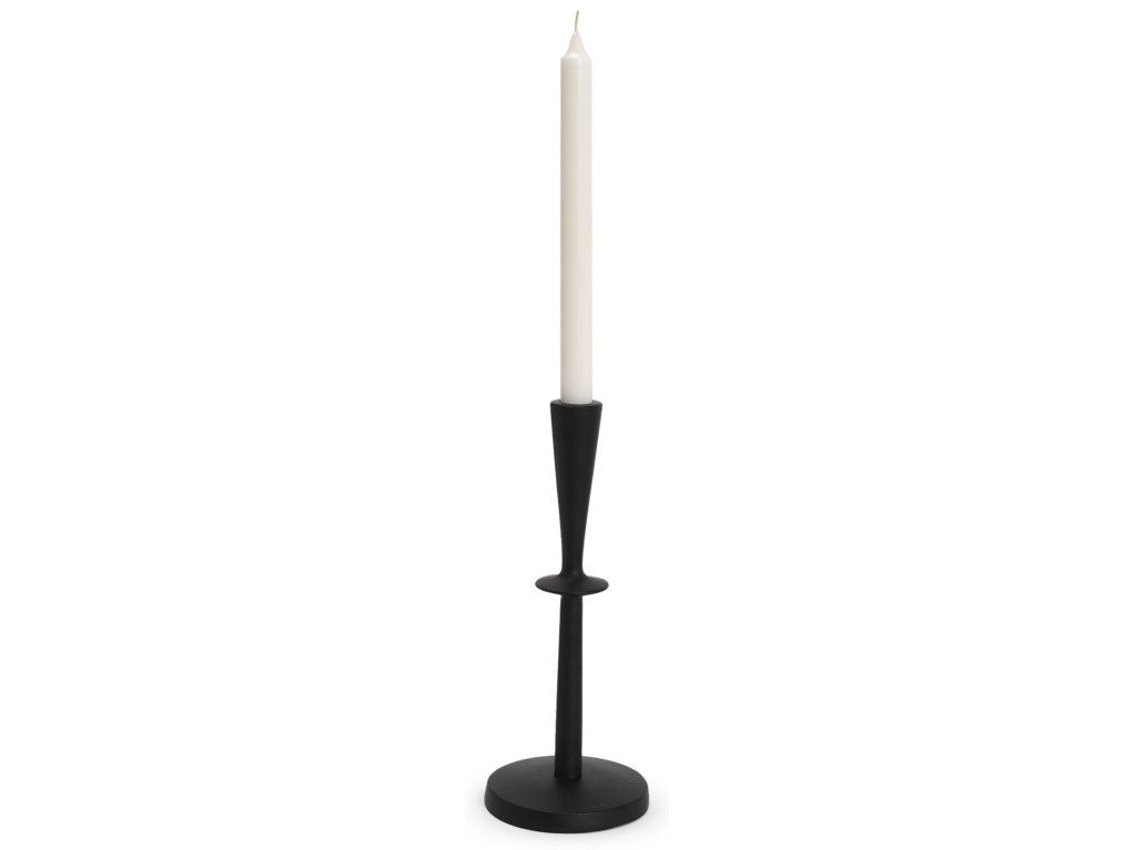 Matte Black Cast Aluminum Short Candle Holder